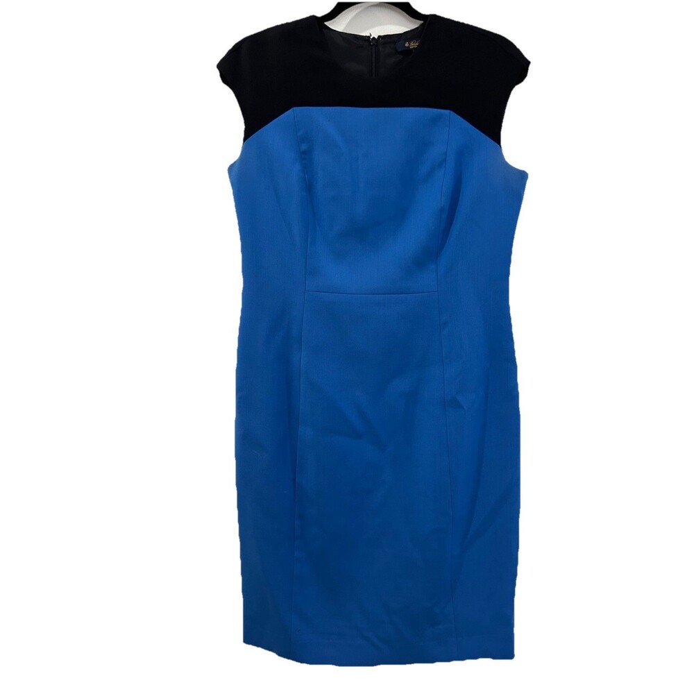 Brooks Brothers  Womens Size 8P Dress Wool Lined Blue Black  Sleeveless Zipper